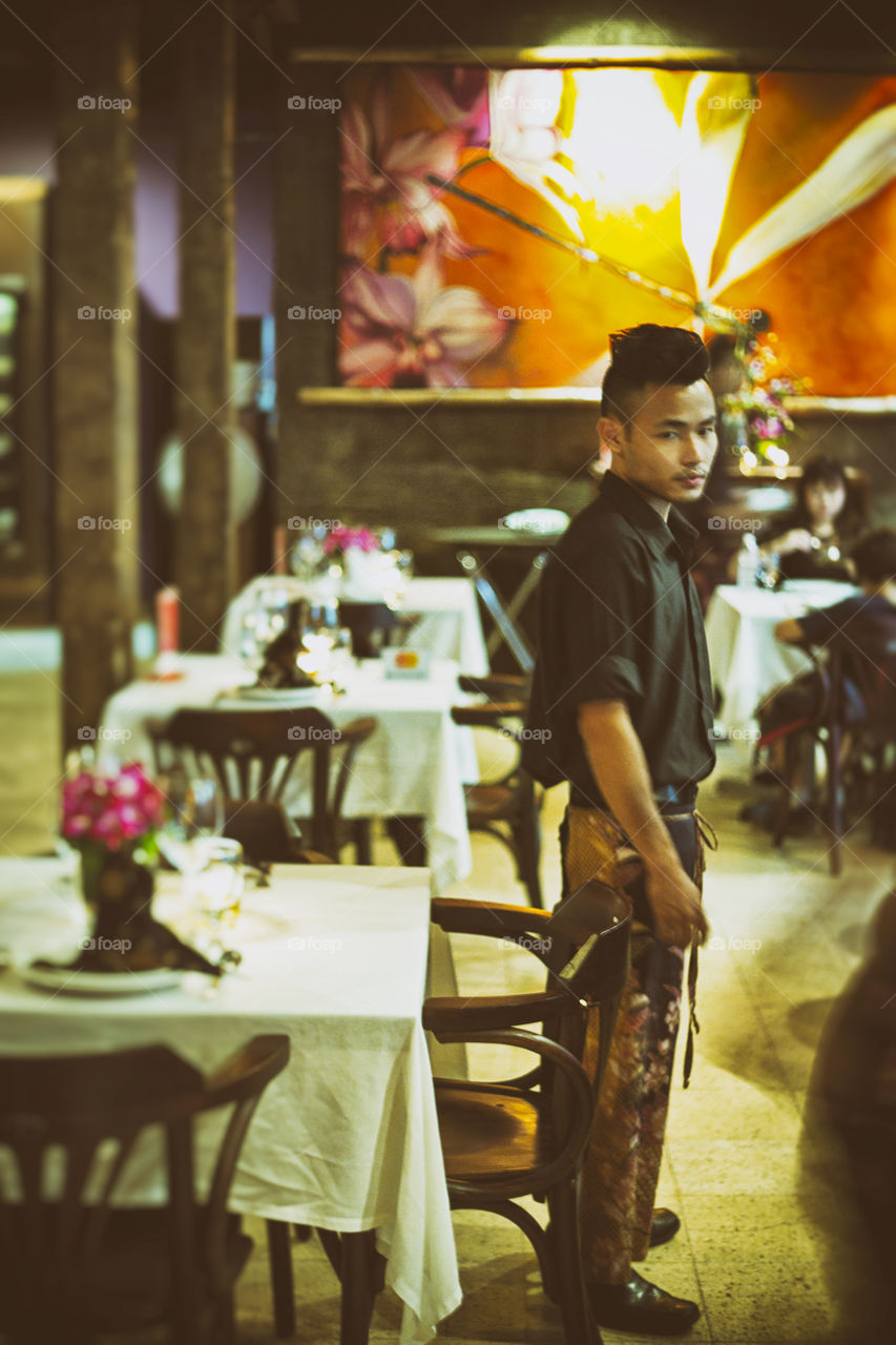 The waiter. Malay boy at a local restaurant in KL