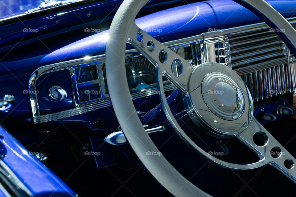 Vintage Plymouth  Blue Interior Steering Wheel