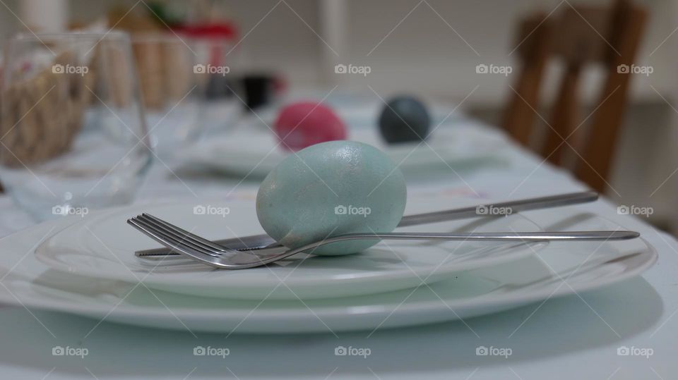 eggs plate fork