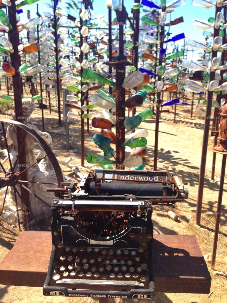 Old typewriter at ranch bottle. Old typewriter at ranch bottle