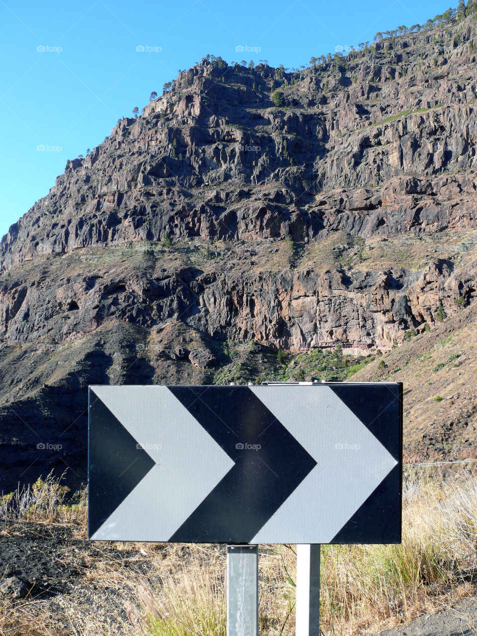 Road sign on Gran Canaria, Las Palmas, Spain.