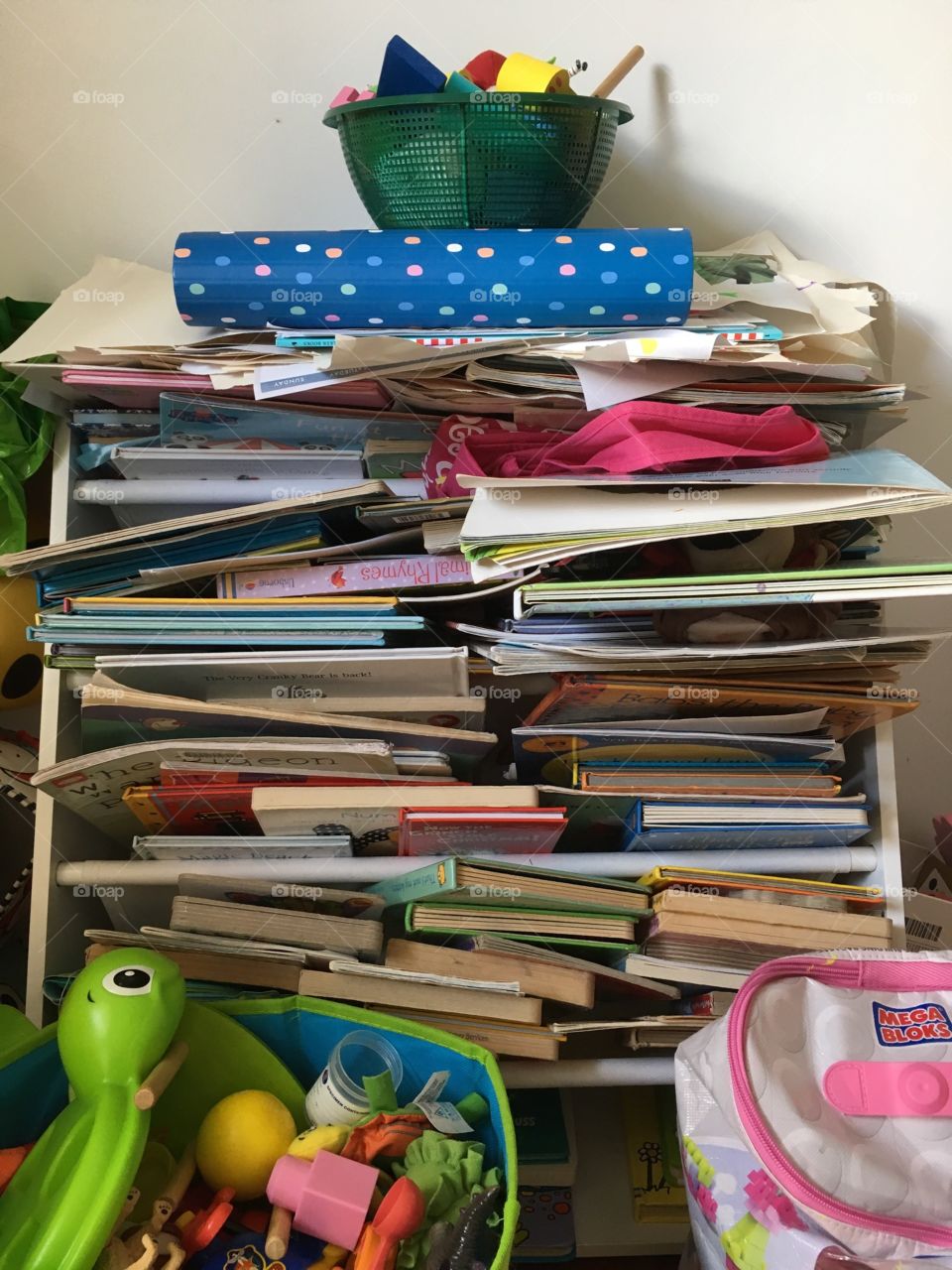 Children's book shelf overload