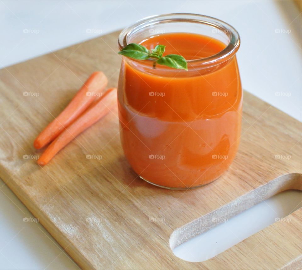 Fresh homemade carrot juice