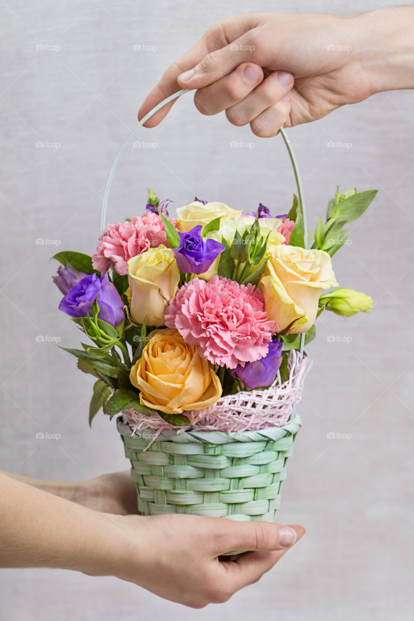 basket with flowers