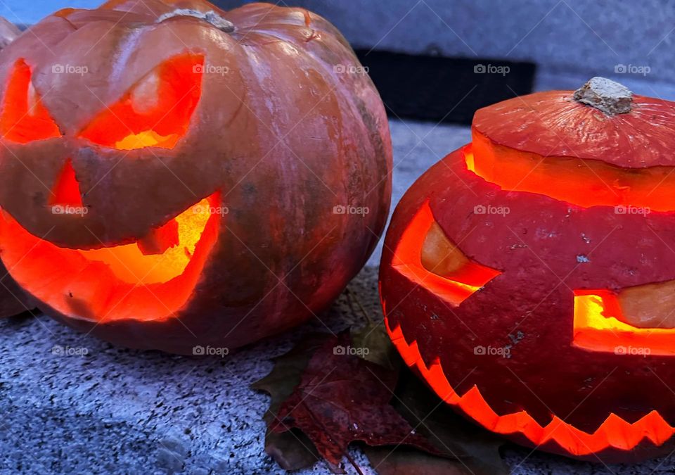 Halloween handmade pumpkin lanterns