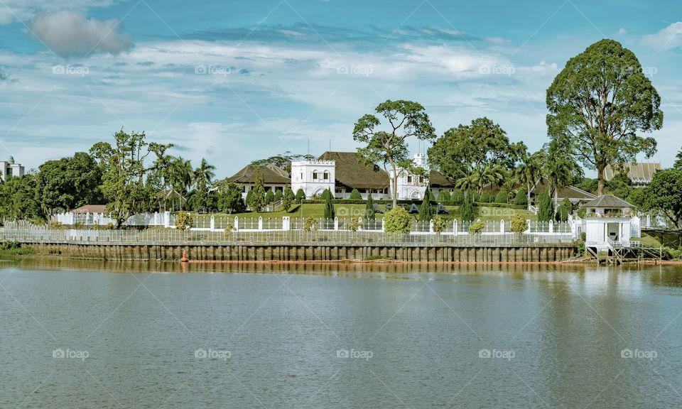 The Astana, a palace across the Sarawak River, in Kuching, Sarawak, Malaysia.