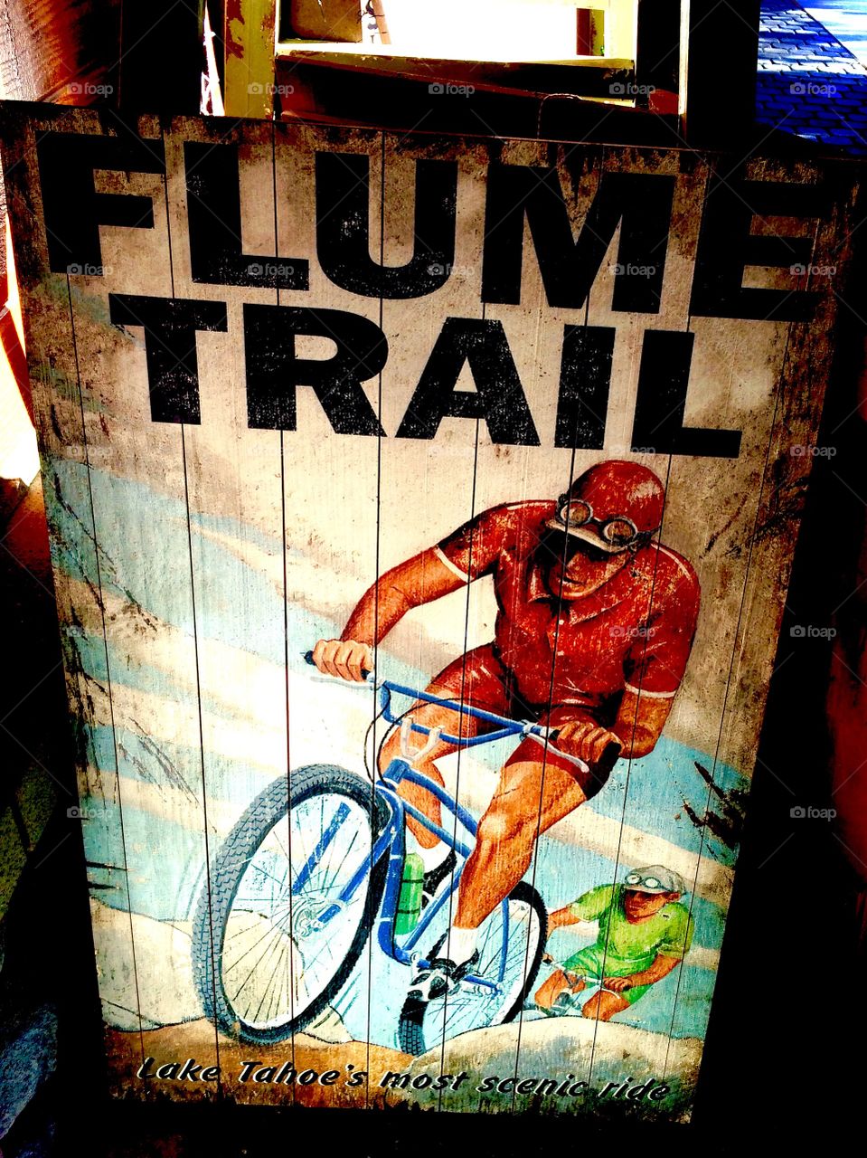 Flum trail poster on wood
