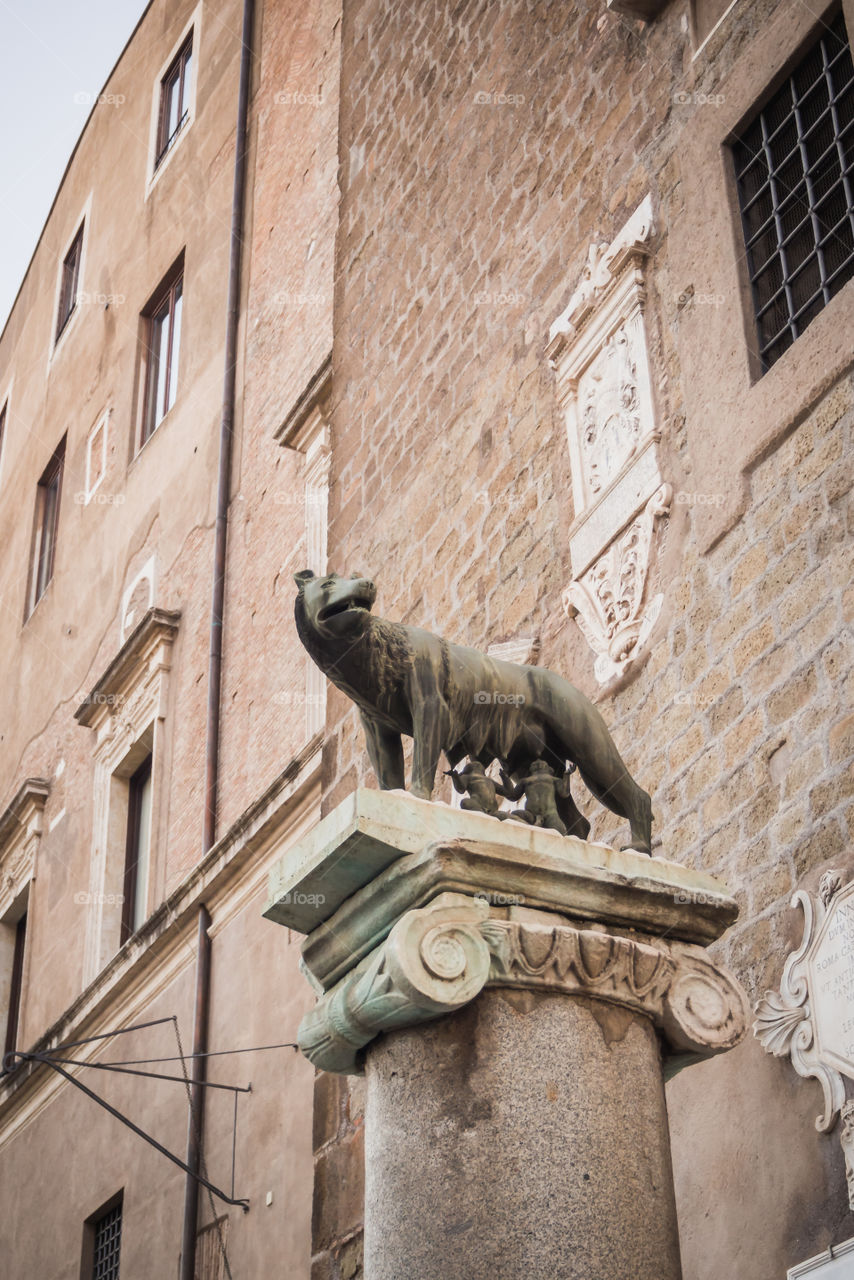 The statue of Romulus and Remus in Rome 