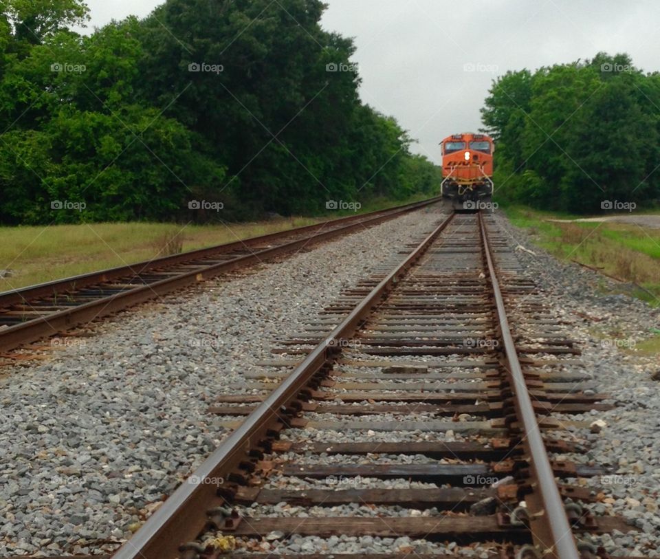 At the junction. Train on tracks at a junction crossing 