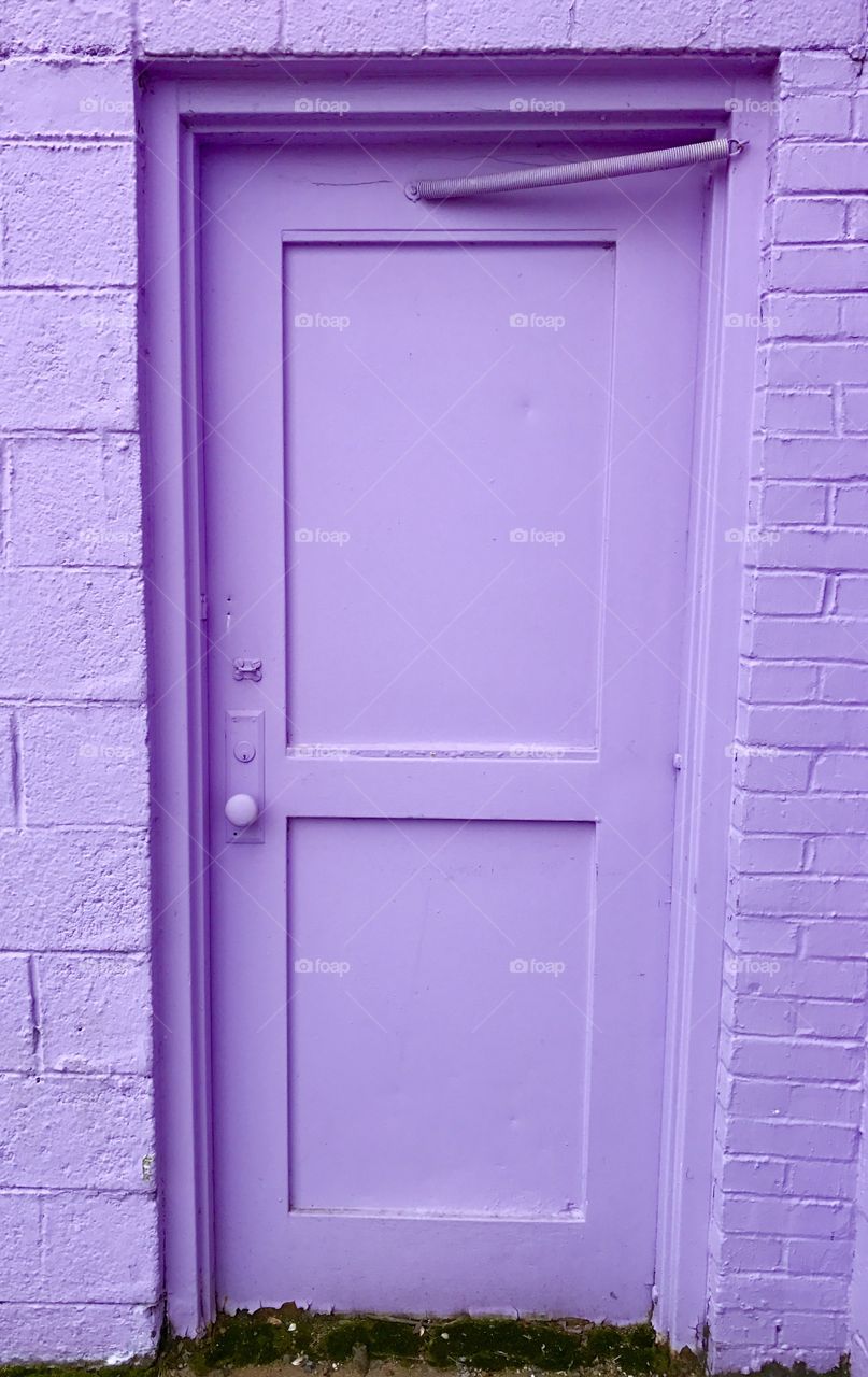 Purple Brick Building Door