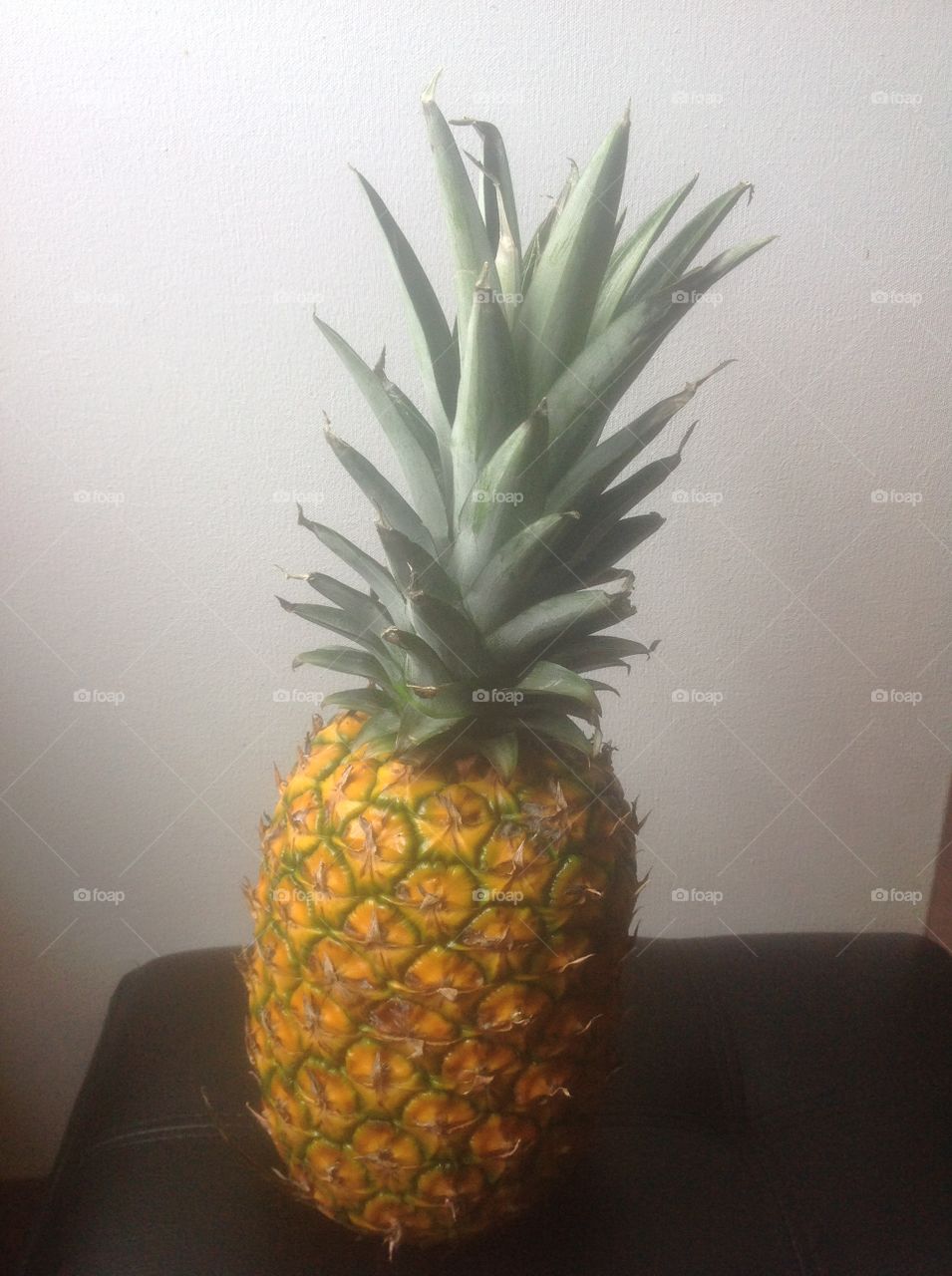 Portrait of a juicy pineapple.