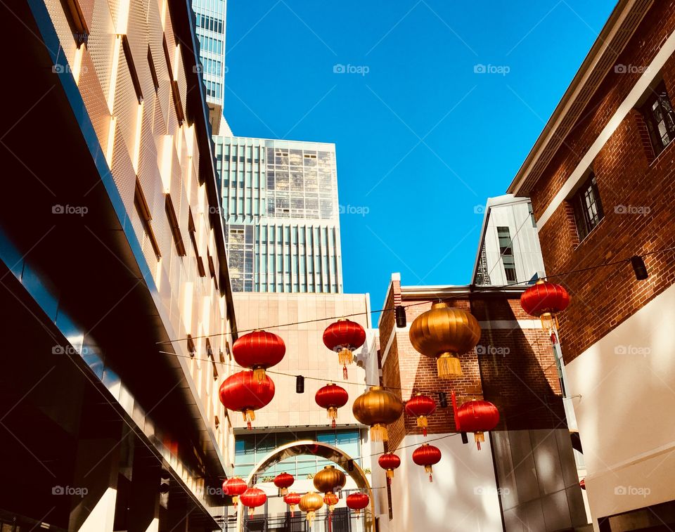 Lanterns in the urban street.