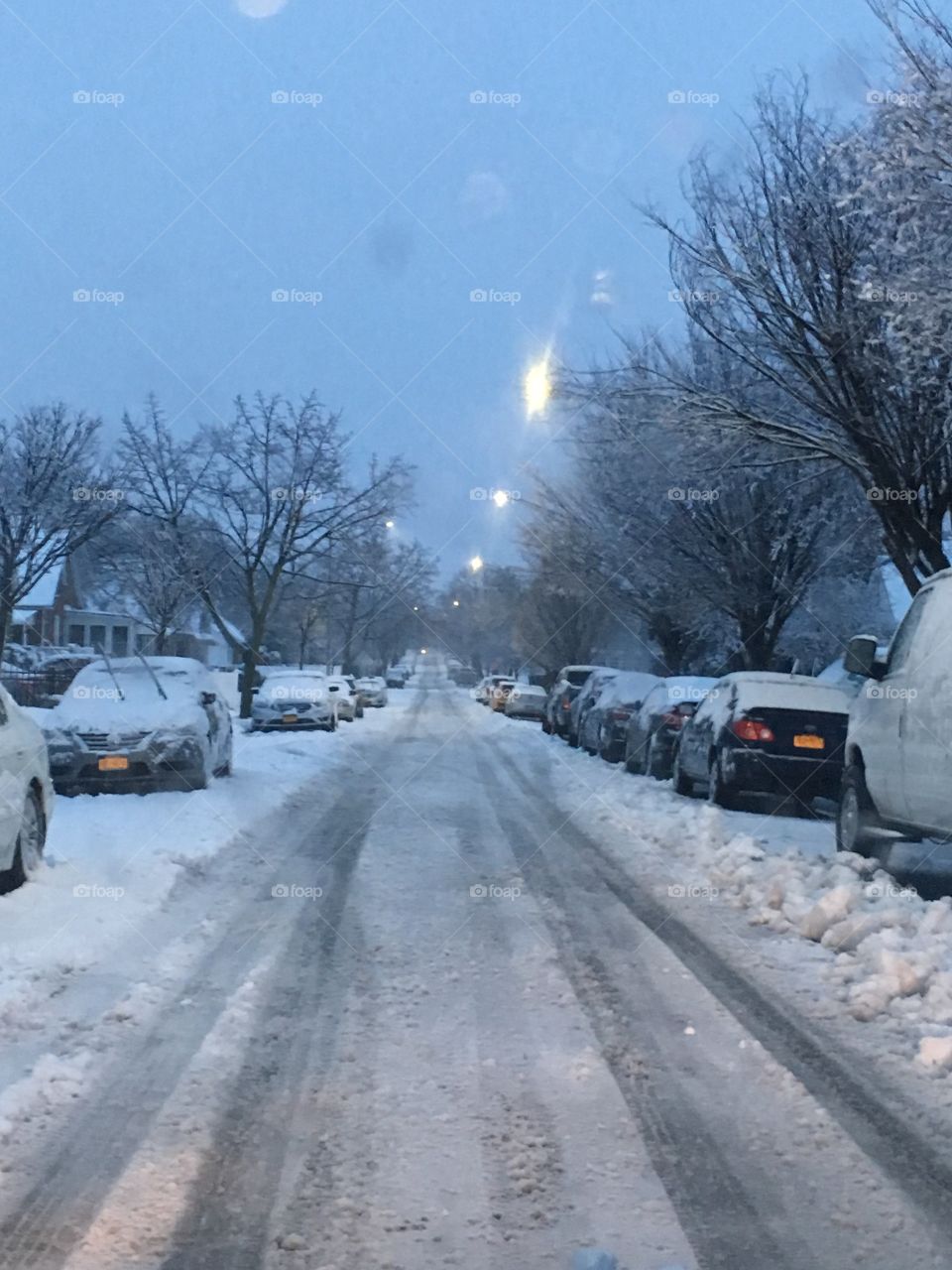 Snowy sad street 