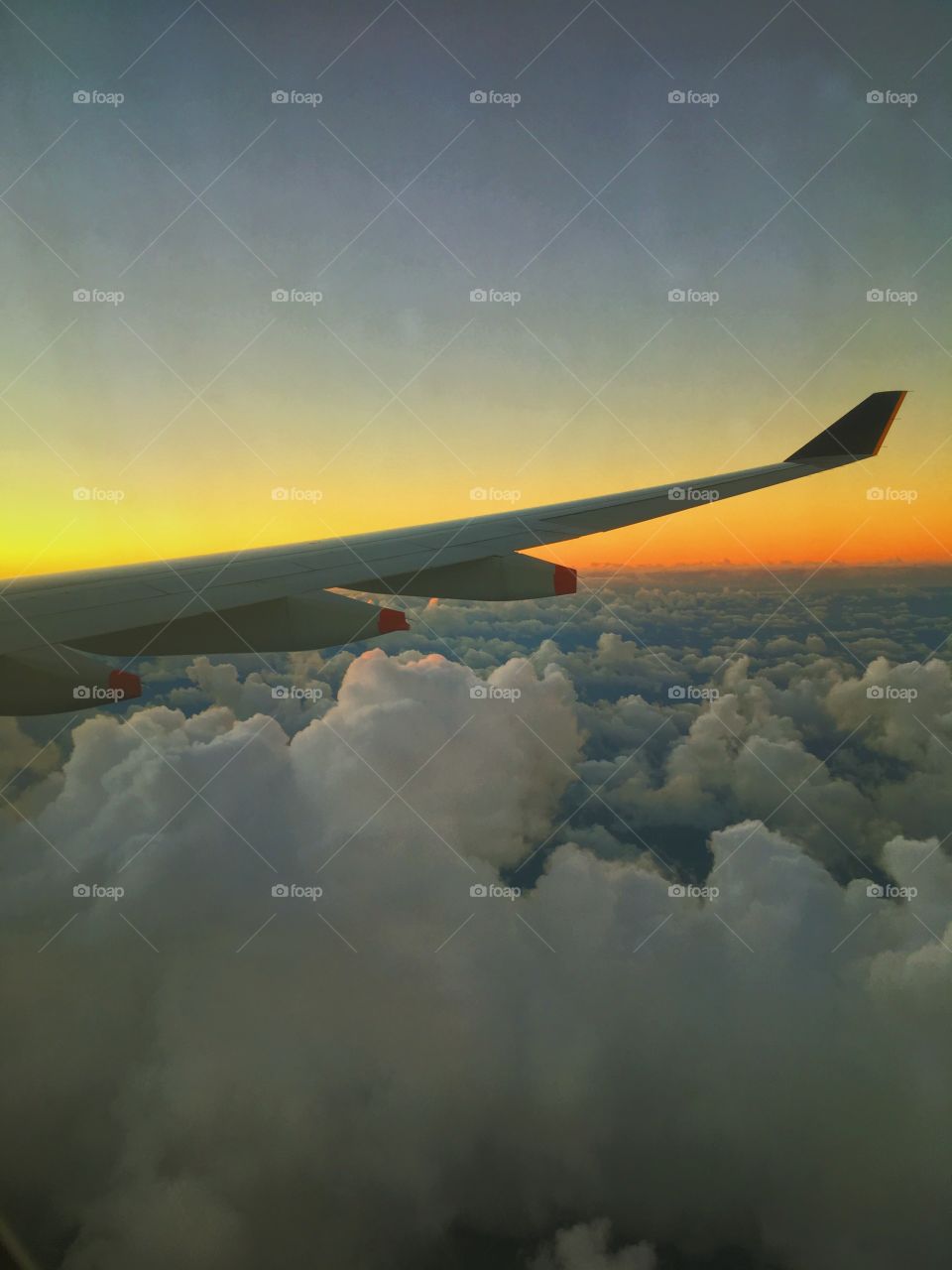 Plan flight home, beautiful sunset 