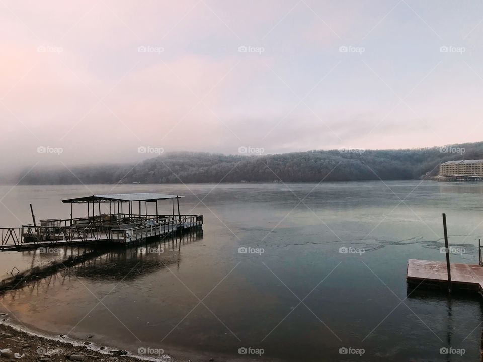 Frozen lake in Missouri 