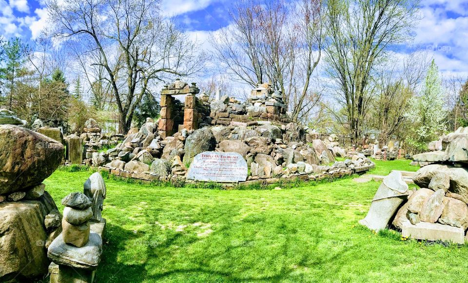 Temple of tolerance in Ohio rock garden in spring
