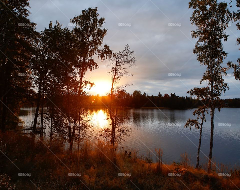 Sunset by the lake