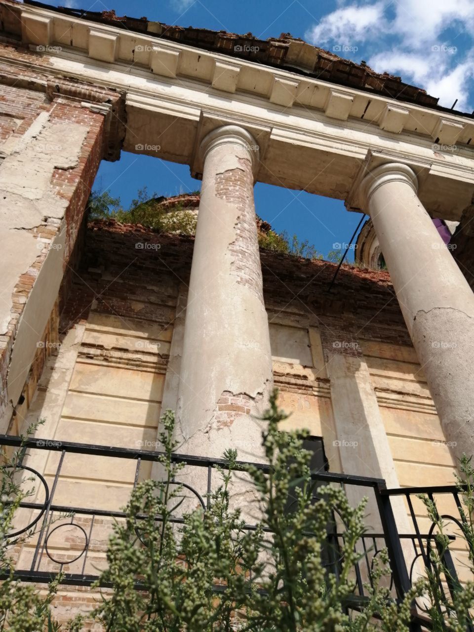 Columns of the destroyed church temple