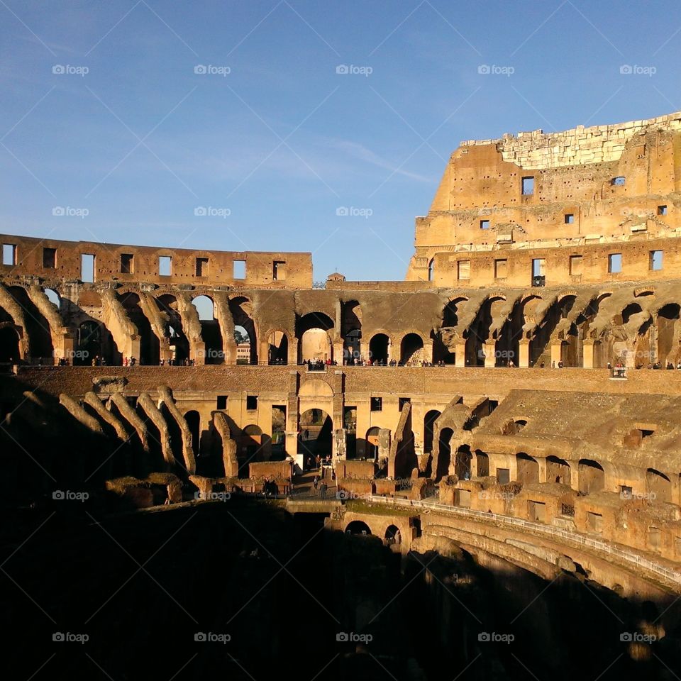 Colosseum on a slow day. The Colosseum in the morning, during the slow season.