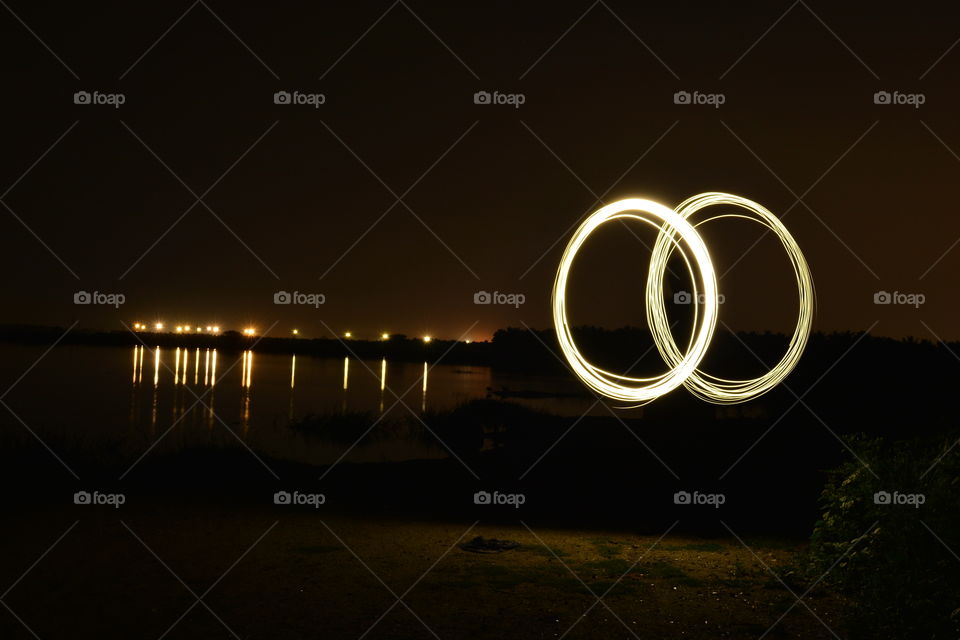 night photograph using lights 