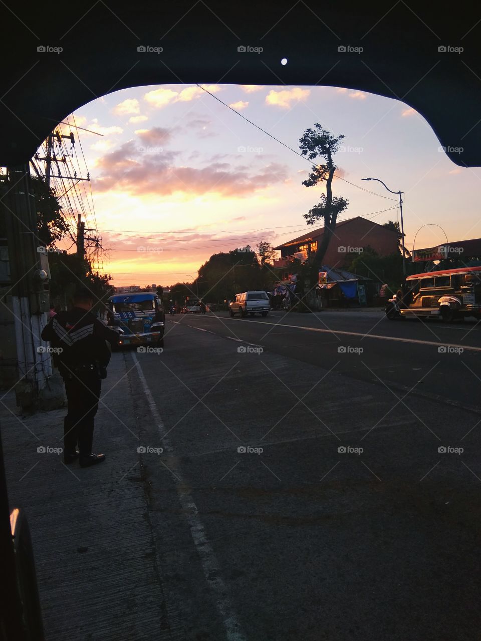 sunset from Jeepney door