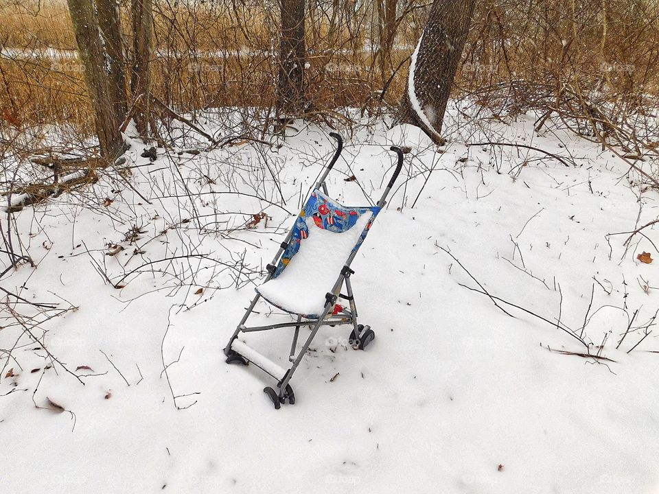 Abandoned infants pushchair...