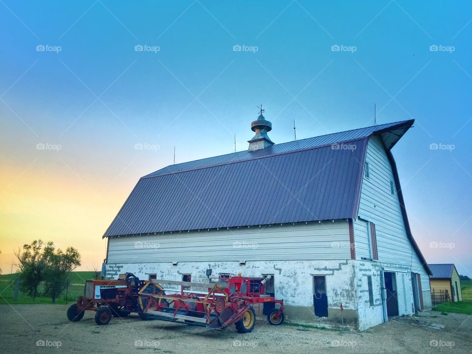 Barn at sunset