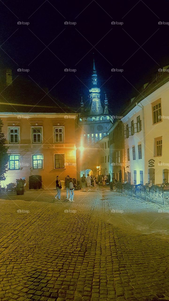 the historical center of the city of Sighisoara, Romania