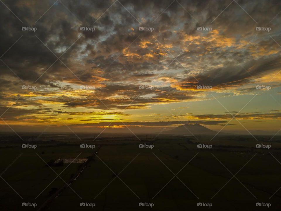 Aerial Landscape View After Sunset.