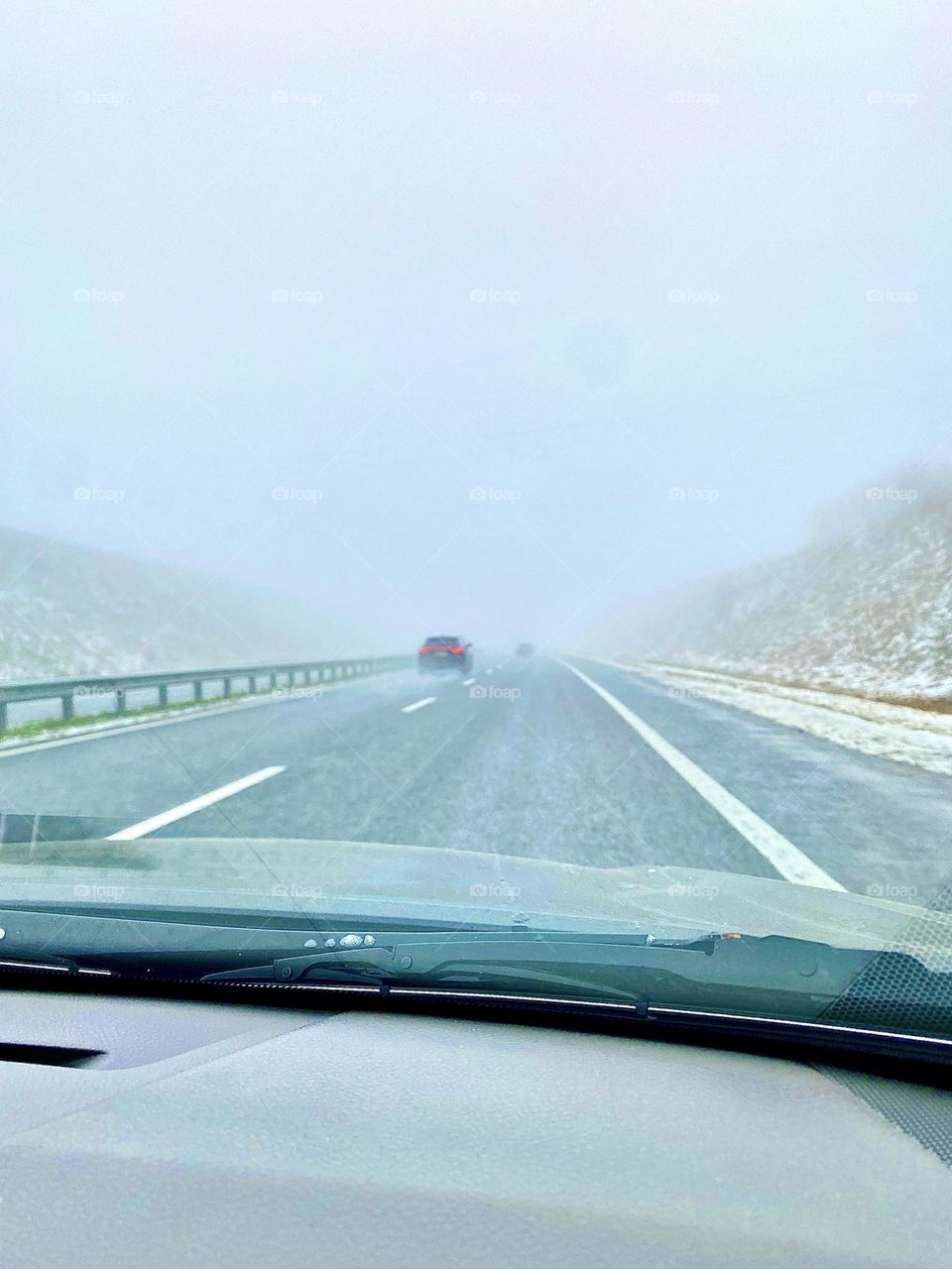 Straight ahead in the fog