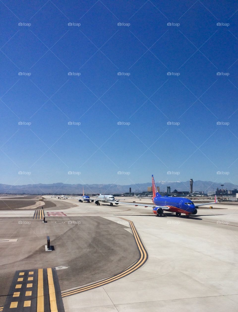 Planes lining up for takeoff