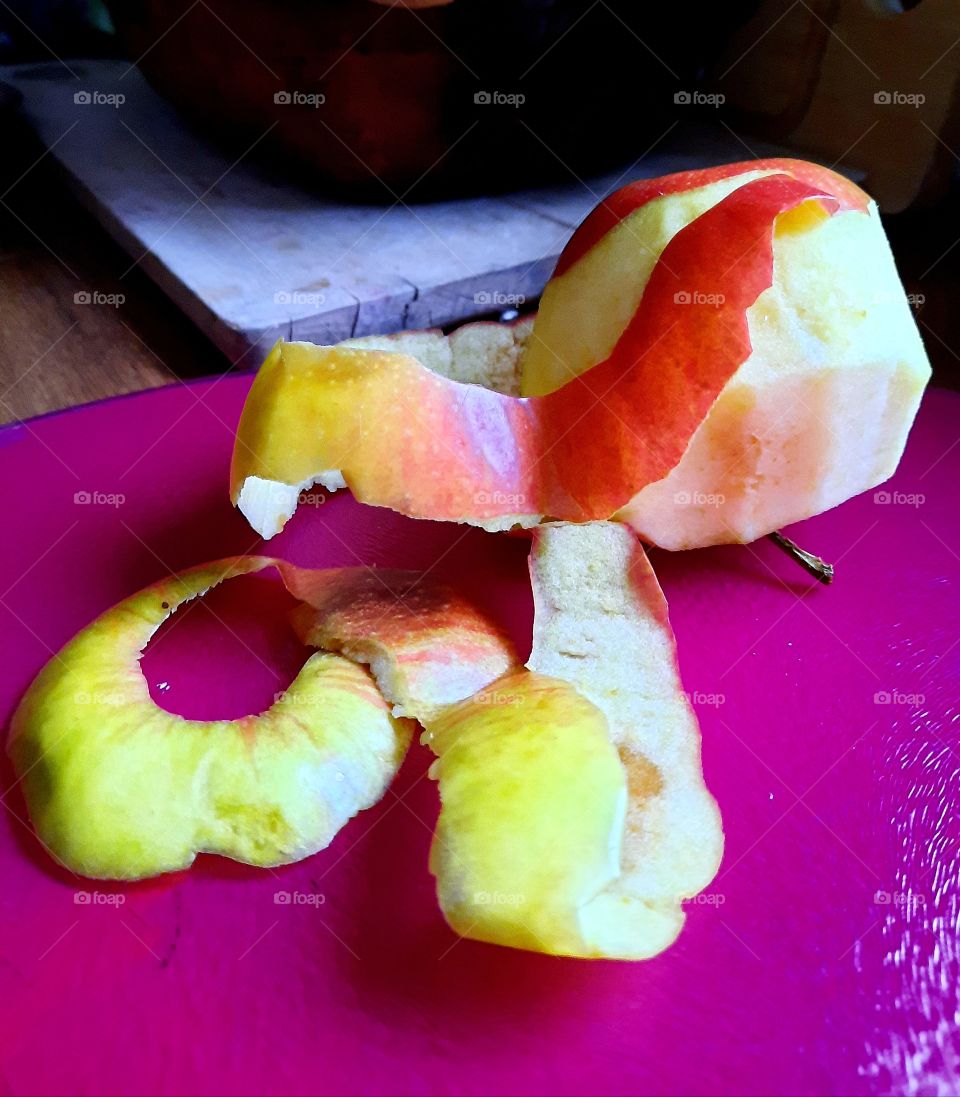 healthy snack - a peeled apple