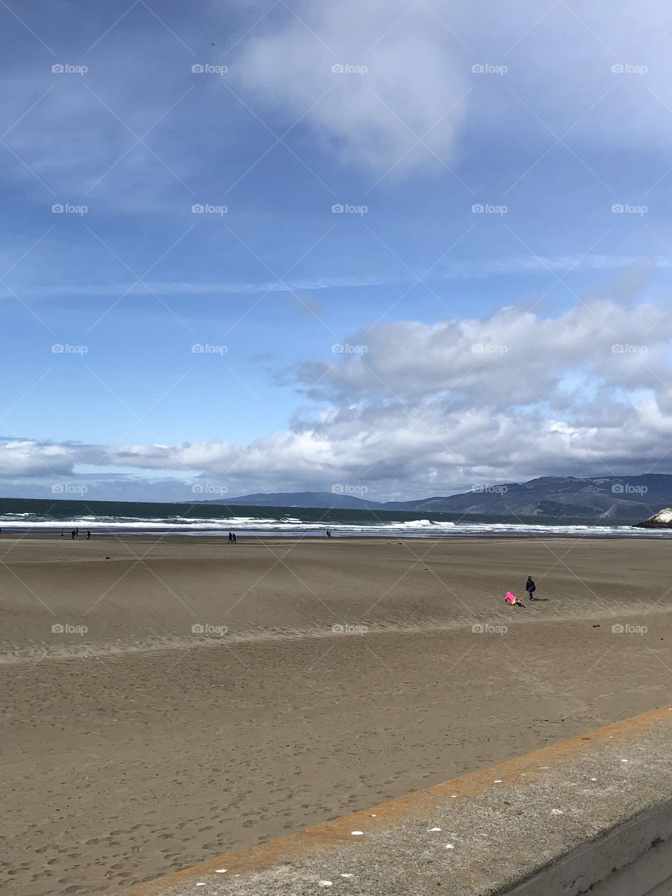 Cold windy day at the Pacific ocean