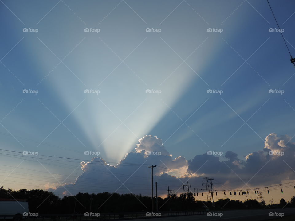 Crepuscular Rays. Intense sunbeams spied over East Syracuse, NY