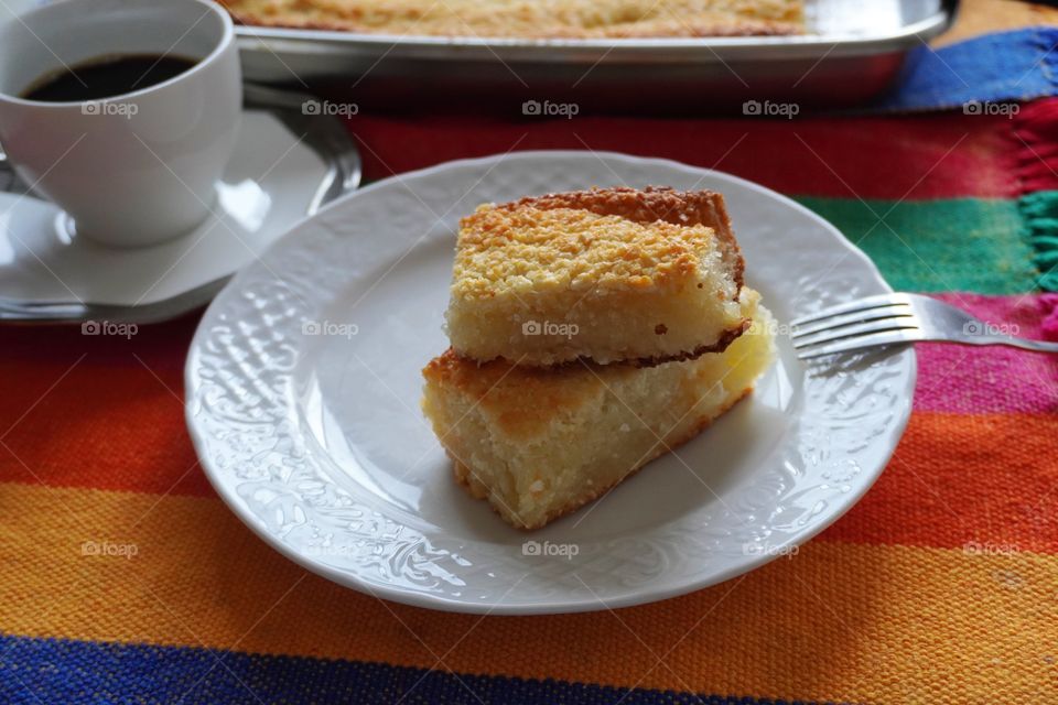 Cassava Cake: traditional recipe from Brazil.