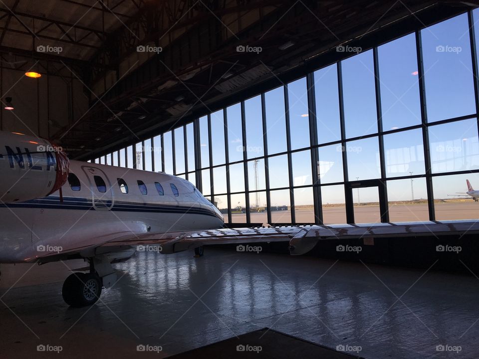 Airplane In Hangar 