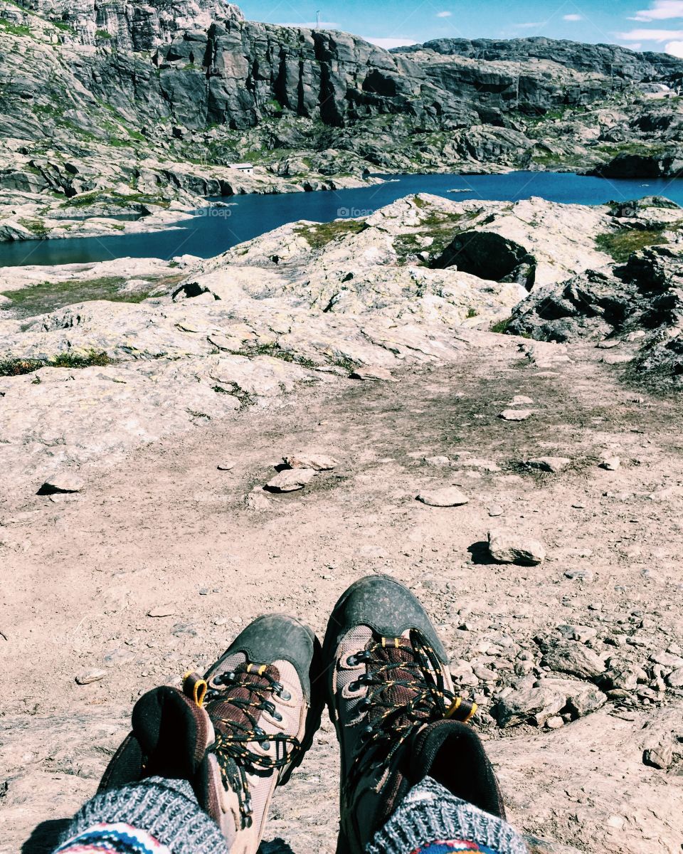 Feet view in mountains 