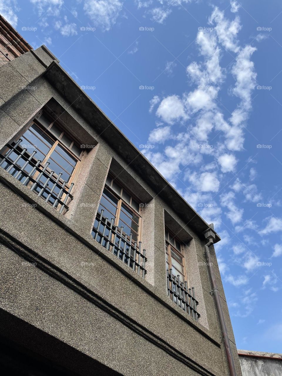 Grey building in the sky.