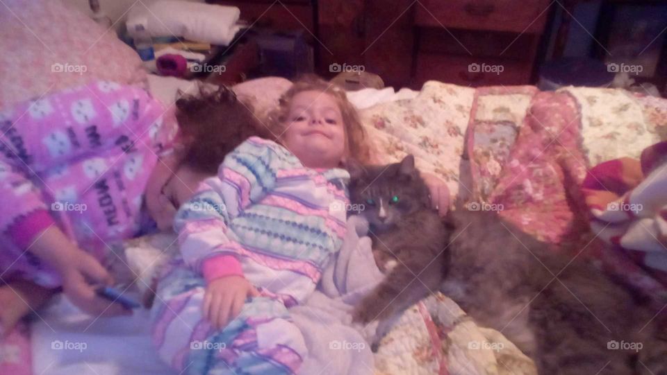 Kids and cat