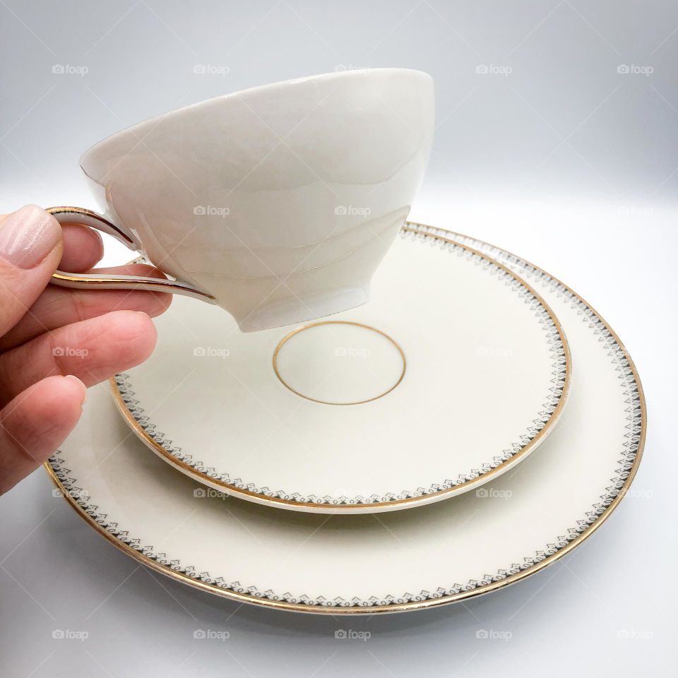 Antique china set for breakfast 