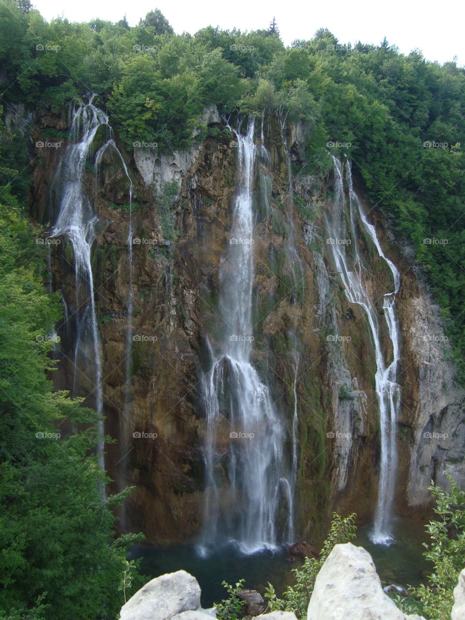 Closeup of a waterfall at Plitvice lake national park
