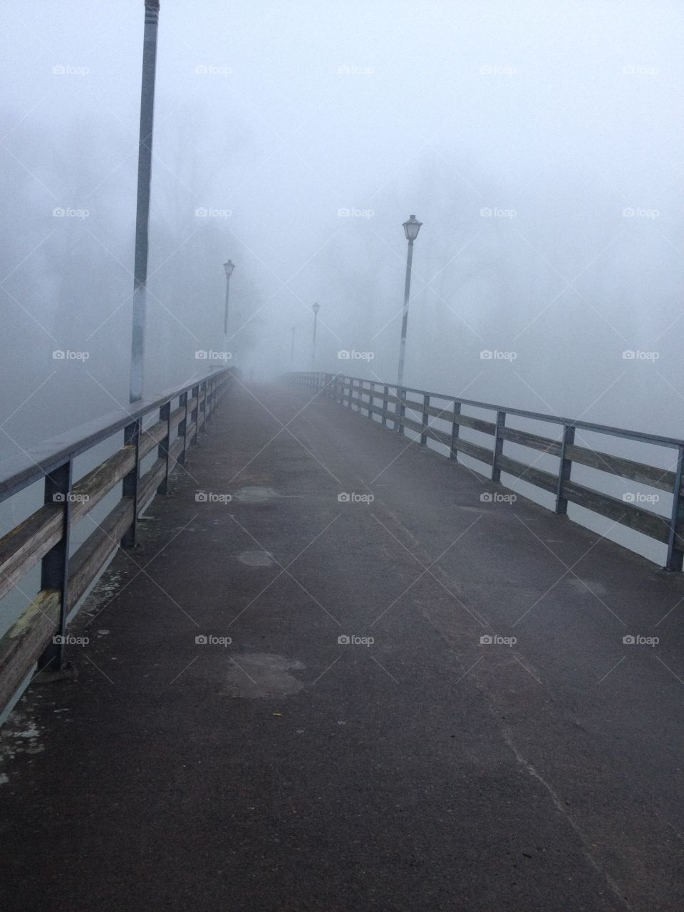 Foggy bridge . Foggy bridge