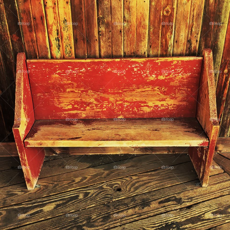 Worn Wooden Bench