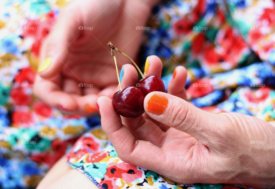 Colorful summer, cherry in my hand 1