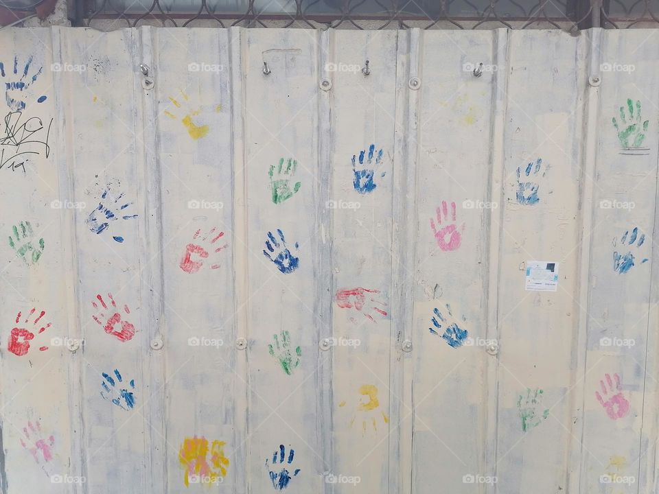 Colourful handprints