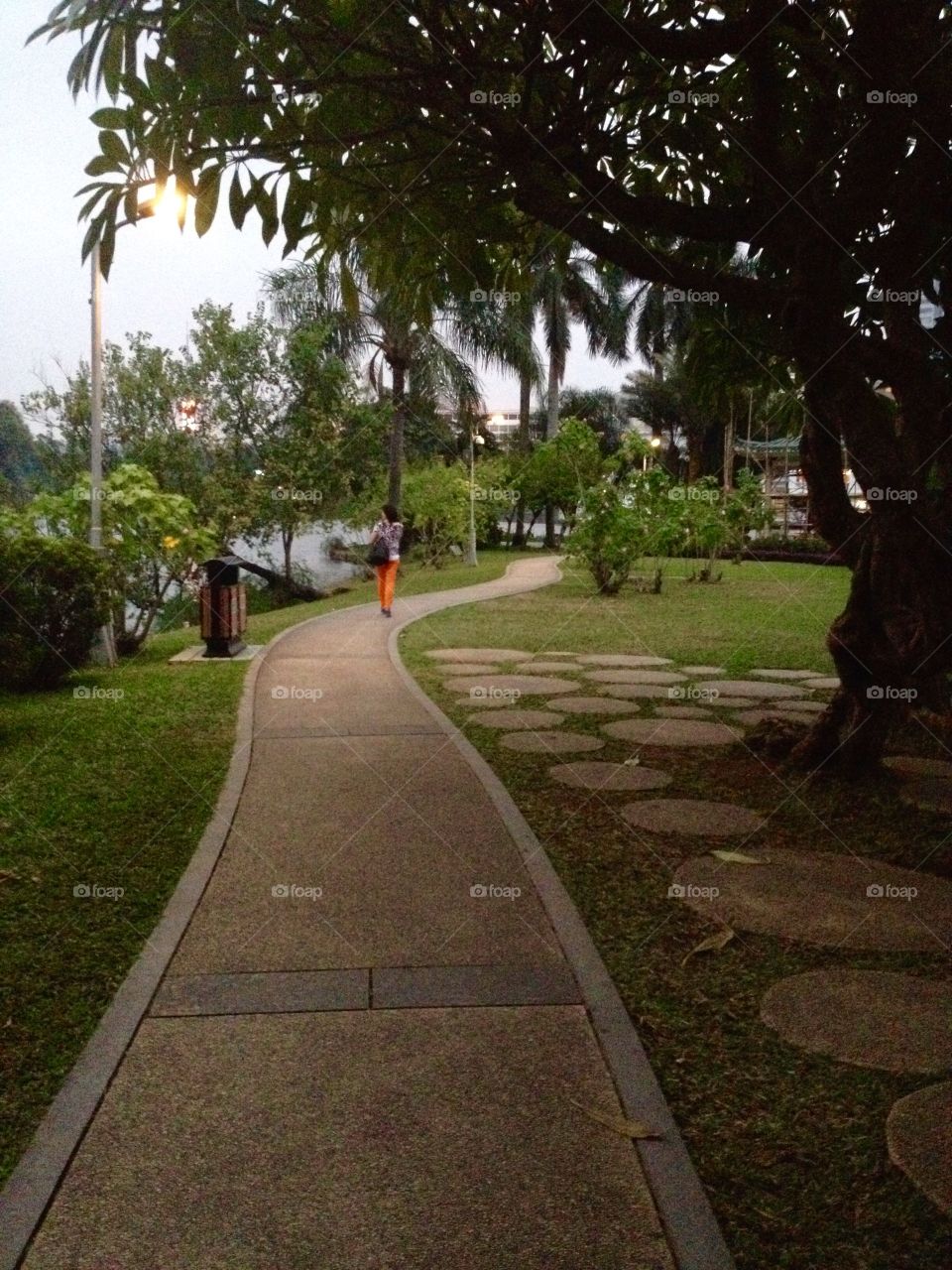 A walkway in a Chinese park 