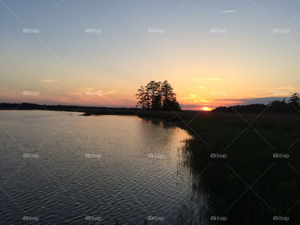 Sunset, Dawn, Water, Lake, Landscape