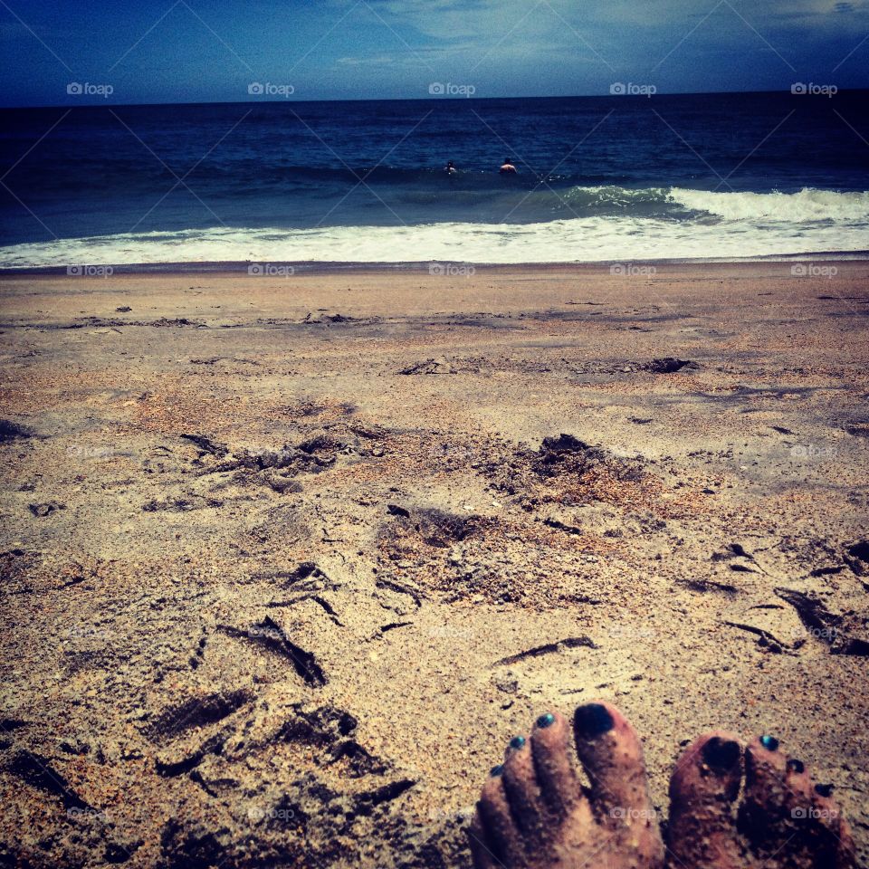 Toes in the sand. Beach vacation in Vilano Beach, Florida 
