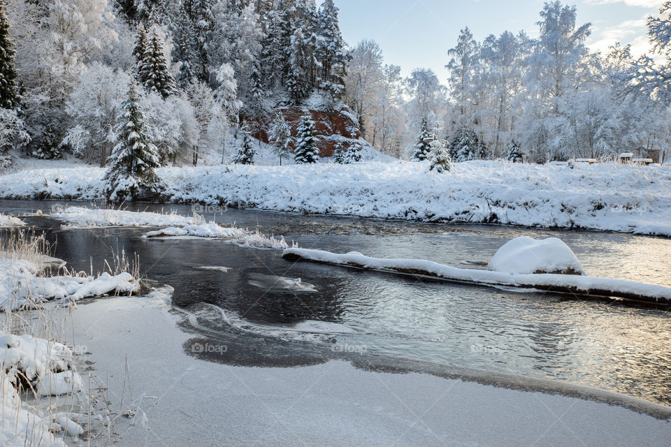 Frozen. River. Winter. Ice.