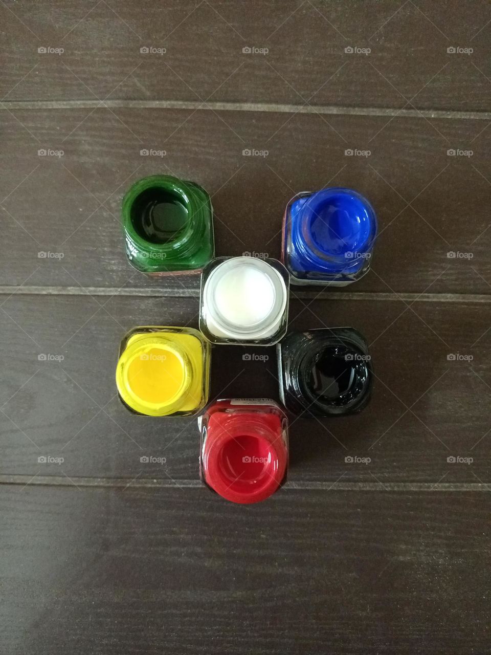 Acrylic paint botals with colour